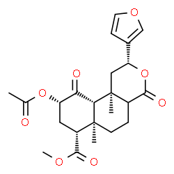 ChemSpider 2D Image | Methyl (2R,6aR,7R,9S,10aS,10bR)-9-acetoxy-2-(3-furyl)-6a,10b-dimethyl-4,10-dioxododecahydro-2H-benzo[f]isochromene-7-carboxylate | C23H28O8