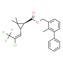 ChemSpider 2D Image | (2-Methyl-3-biphenylyl)methyl (1S,3R)-3-[(1E)-2-chloro-3,3,3-trifluoro-1-propen-1-yl]-2,2-dimethylcyclopropanecarboxylate | C23H22ClF3O2