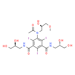 ChemSpider 2D Image | 5-{Acetyl[(2R)-2-hydroxy-3-methoxypropyl]amino}-N,N'-bis[(2S)-2,3-dihydroxypropyl]-2,4,6-triiodoisophthalamide | C20H28I3N3O9