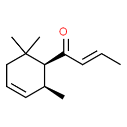 ChemSpider 2D Image | (2E)-1-[(1S,2S)-2,6,6-Trimethyl-3-cyclohexen-1-yl]-2-buten-1-one | C13H20O