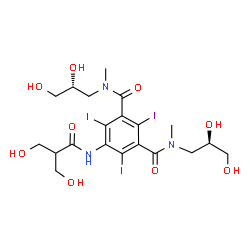 ChemSpider 2D Image | N,N'-Bis[(2R)-2,3-dihydroxypropyl]-5-{[3-hydroxy-2-(hydroxymethyl)propanoyl]amino}-2,4,6-triiodo-N,N'-dimethylisophthalamide | C20H28I3N3O9