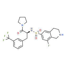 ChemSpider 2D Image | 8-Fluoro-N-{(2S)-1-oxo-1-(1-pyrrolidinyl)-3-[3-(trifluoromethyl)phenyl]-2-propanyl}-1,2,3,4-tetrahydro-6-isoquinolinesulfonamide | C23H25F4N3O3S