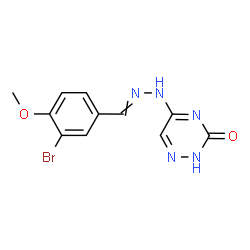 ChemSpider 2D Image | 5-[2-(3-Bromo-4-methoxybenzylidene)hydrazino]-1,2,4-triazin-3(2H)-one | C11H10BrN5O2