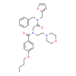 ChemSpider 2D Image | N-{2-[Benzyl(2-furylmethyl)amino]-2-oxoethyl}-4-butoxy-N-[2-(4-morpholinyl)ethyl]benzamide | C31H39N3O5