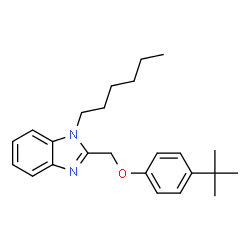 ChemSpider 2D Image | 1-Hexyl-2-{[4-(2-methyl-2-propanyl)phenoxy]methyl}-1H-benzimidazole | C24H32N2O