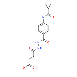 ChemSpider 2D Image | Methyl 4-(2-{4-[(cyclopropylcarbonyl)amino]benzoyl}hydrazino)-4-oxobutanoate | C16H19N3O5