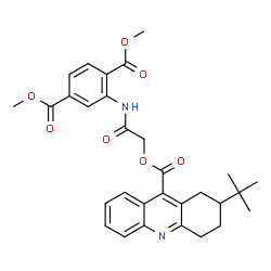 ChemSpider 2D Image | Dimethyl 2-{[({[2-(2-methyl-2-propanyl)-1,2,3,4-tetrahydro-9-acridinyl]carbonyl}oxy)acetyl]amino}terephthalate | C30H32N2O7