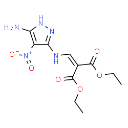 ChemSpider 2D Image | Diethyl {[(5-amino-4-nitro-1H-pyrazol-3-yl)amino]methylene}malonate | C11H15N5O6