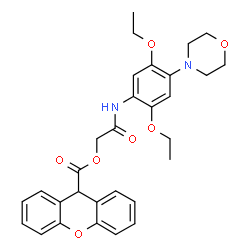 ChemSpider 2D Image | 2-{[2,5-Diethoxy-4-(4-morpholinyl)phenyl]amino}-2-oxoethyl 9H-xanthene-9-carboxylate | C30H32N2O7