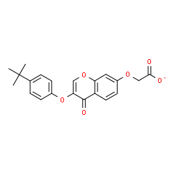 ChemSpider 2D Image | ({3-[4-(2-Methyl-2-propanyl)phenoxy]-4-oxo-4H-chromen-7-yl}oxy)acetate | C21H19O6