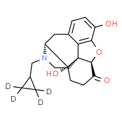 ChemSpider 2D Image | (5alpha)-17-[(2,2,3,3-~2~H_4_)Cyclopropylmethyl]-3,14-dihydroxy-4,5-epoxymorphinan-6-one | C20H19D4NO4
