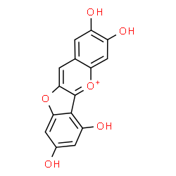 ChemSpider 2D Image | 2,3,6,8-Tetrahydroxy[1]benzofuro[3,2-b]chromen-5-ium | C15H9O6