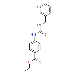 ChemSpider 2D Image | 3-[({[4-(Ethoxycarbonyl)phenyl]carbamothioyl}amino)methyl]pyridinium | C16H18N3O2S