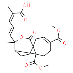 ChemSpider 2D Image | (2Z,4E)-5-[4,7-Bis(methoxycarbonyl)-9-methyl-11-oxo-10-oxatricyclo[6.3.2.0~1,7~]tridec-3-en-9-yl]-2-methyl-2,4-pentadienoic acid | C23H28O8
