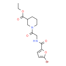 ChemSpider 2D Image | Ethyl 1-[N-(5-bromo-2-furoyl)glycyl]-3-piperidinecarboxylate | C15H19BrN2O5