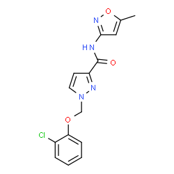 ChemSpider 2D Image | 1-[(2-Chlorophenoxy)methyl]-N-(5-methyl-1,2-oxazol-3-yl)-1H-pyrazole-3-carboxamide | C15H13ClN4O3