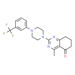 ChemSpider 2D Image | 4-Methyl-2-{4-[3-(trifluoromethyl)phenyl]-1-piperazinyl}-7,8-dihydro-5(6H)-quinazolinone | C20H21F3N4O