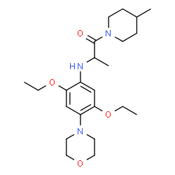ChemSpider 2D Image | 2-[2,5-diethoxy-4-(4-morpholinyl)anilino]-1-(4-methyl-1-piperidinyl)-1-propanone | C23H37N3O4