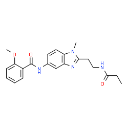 ChemSpider 2D Image | 2-Methoxy-N-{1-methyl-2-[2-(propionylamino)ethyl]-1H-benzimidazol-5-yl}benzamide | C21H24N4O3