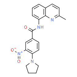 ChemSpider 2D Image | N-(2-Methyl-8-quinolinyl)-3-nitro-4-(1-pyrrolidinyl)benzamide | C21H20N4O3