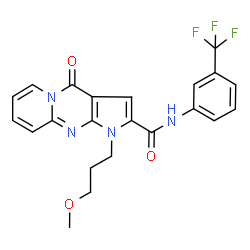 ChemSpider 2D Image | 1-(3-Methoxypropyl)-4-oxo-N-[3-(trifluoromethyl)phenyl]-1,4-dihydropyrido[1,2-a]pyrrolo[2,3-d]pyrimidine-2-carboxamide | C22H19F3N4O3
