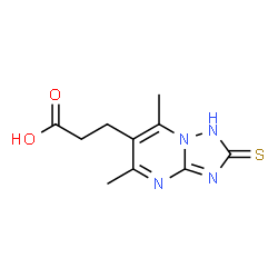 ChemSpider 2D Image | [1,2,4]triazolo[1,5-a]pyrimidine-6-propanoic acid, 2-mercapto-5,7-dimethyl- | C10H12N4O2S