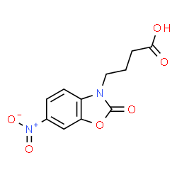 ChemSpider 2D Image | 4-(6-Nitro-2-oxo-1,3-benzoxazol-3(2H)-yl)butanoic acid | C11H10N2O6