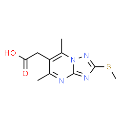 ChemSpider 2D Image | 5,7-Dimethyl-2-(methylthio)[1,2,4]triazolo[1,5-a]pyrimidine-6-acetic acid | C10H12N4O2S