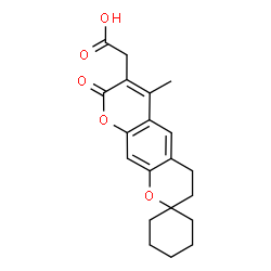 ChemSpider 2D Image | (6'-Methyl-8'-oxo-3',4'-dihydro-8'H-spiro[cyclohexane-1,2'-pyrano[3,2-g]chromen]-7'-yl)acetic acid | C20H22O5