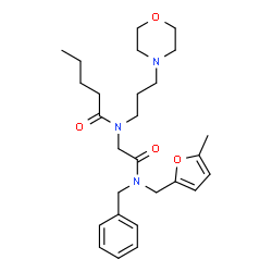 ChemSpider 2D Image | N-(2-{Benzyl[(5-methyl-2-furyl)methyl]amino}-2-oxoethyl)-N-[3-(4-morpholinyl)propyl]pentanamide | C27H39N3O4