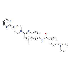 ChemSpider 2D Image | 4-(Diethylamino)-N-{4-methyl-2-[4-(2-pyrimidinyl)-1-piperazinyl]-6-quinolinyl}benzamide | C29H33N7O