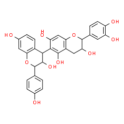 ChemSpider 2D Image | 2'-(3,4-Dihydroxyphenyl)-2-(4-hydroxyphenyl)-3,3',4,4'-tetrahydro-2H,2'H-4,6'-bichromene-3,3',5',7,7'-pentol | C30H26O10