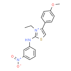 ChemSpider 2D Image | 3-Ethyl-4-(4-methoxyphenyl)-2-[(3-nitrophenyl)amino]-1,3-thiazol-3-ium | C18H18N3O3S