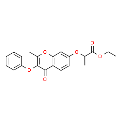ChemSpider 2D Image | Ethyl 2-[(2-methyl-4-oxo-3-phenoxy-4H-chromen-7-yl)oxy]propanoate | C21H20O6