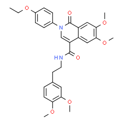 ChemSpider 2D Image | N-[2-(3,4-Dimethoxyphenyl)ethyl]-2-(4-ethoxyphenyl)-6,7-dimethoxy-1-oxo-1,2-dihydro-4-isoquinolinecarboxamide | C30H32N2O7