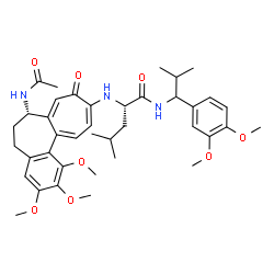 ChemSpider 2D Image | N~2~-[(7S)-7-Acetamido-1,2,3-trimethoxy-9-oxo-5,6,7,9-tetrahydrobenzo[a]heptalen-10-yl]-N-[1-(3,4-dimethoxyphenyl)-2-methylpropyl]-L-leucinamide | C39H51N3O8