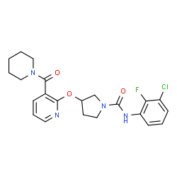 ChemSpider 2D Image | N-(3-Chloro-2-fluorophenyl)-3-{[3-(1-piperidinylcarbonyl)-2-pyridinyl]oxy}-1-pyrrolidinecarboxamide | C22H24ClFN4O3