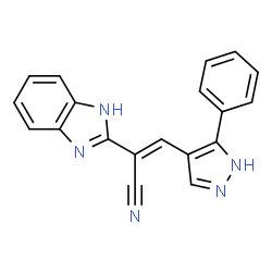 ChemSpider 2D Image | (2E)-2-(1H-Benzimidazol-2-yl)-3-(3-phenyl-1H-pyrazol-4-yl)acrylonitrile | C19H13N5