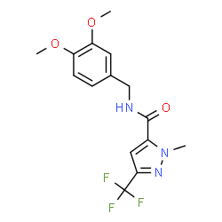 ChemSpider 2D Image | N-(3,4-Dimethoxybenzyl)-1-methyl-3-(trifluoromethyl)-1H-pyrazole-5-carboxamide | C15H16F3N3O3
