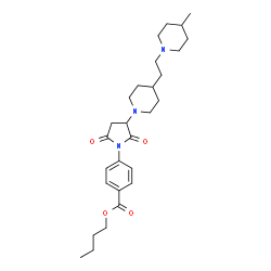 ChemSpider 2D Image | Butyl 4-(3-{4-[2-(4-methyl-1-piperidinyl)ethyl]-1-piperidinyl}-2,5-dioxo-1-pyrrolidinyl)benzoate | C28H41N3O4