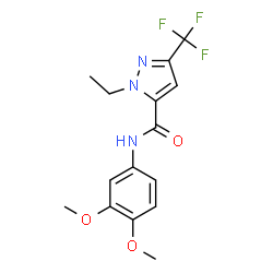ChemSpider 2D Image | N-(3,4-Dimethoxyphenyl)-1-ethyl-3-(trifluoromethyl)-1H-pyrazole-5-carboxamide | C15H16F3N3O3