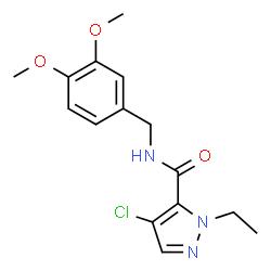 ChemSpider 2D Image | 4-Chloro-N-(3,4-dimethoxybenzyl)-1-ethyl-1H-pyrazole-5-carboxamide | C15H18ClN3O3