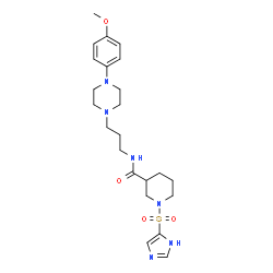 ChemSpider 2D Image | 1-(1H-Imidazol-5-ylsulfonyl)-N-{3-[4-(4-methoxyphenyl)-1-piperazinyl]propyl}-3-piperidinecarboxamide | C23H34N6O4S
