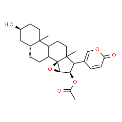 ChemSpider 2D Image | (3beta,5beta,8xi,9xi,10xi,13xi,15beta,16beta,17xi)-16-Acetoxy-3-hydroxy-14,15-epoxybufa-20,22-dienolide | C26H34O6
