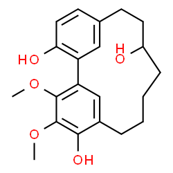ChemSpider 2D Image | 16,17-Dimethoxytricyclo[12.3.1.1~2,6~]nonadeca-1(18),2(19),3,5,14,16-hexaene-3,9,15-triol | C21H26O5