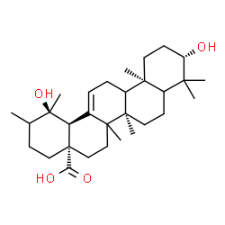 ChemSpider 2D Image | (3beta,5xi,9xi,14xi,20xi)-3,19-Dihydroxyurs-12-en-28-oic acid | C30H48O4