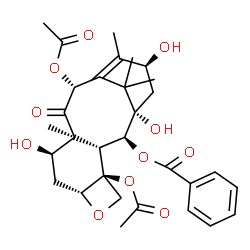 ChemSpider 2D Image | (2alpha,5beta,7alpha,10beta,13alpha)-4,10-Diacetoxy-1,7,13-trihydroxy-9-oxo-5,20-epoxytax-11-en-2-yl benzoate | C31H38O11