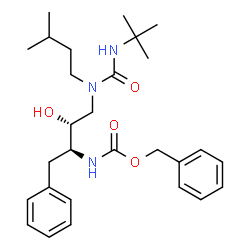 ChemSpider 2D Image | Benzyl [(2S,3R)-3-hydroxy-4-{(3-methylbutyl)[(2-methyl-2-propanyl)carbamoyl]amino}-1-phenyl-2-butanyl]carbamate | C28H41N3O4