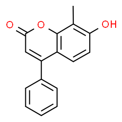 ChemSpider 2D Image | 7-HYDROXY-8-METHYL-4-PHENYL-CHROMEN-2-ONE | C16H12O3