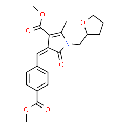 ChemSpider 2D Image | Methyl (4Z)-4-[4-(methoxycarbonyl)benzylidene]-2-methyl-5-oxo-1-(tetrahydro-2-furanylmethyl)-4,5-dihydro-1H-pyrrole-3-carboxylate | C21H23NO6